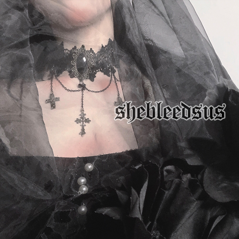 ゴシック ダークロリータ レース クロス パンク 鎖骨チェーン - 画像 (5)