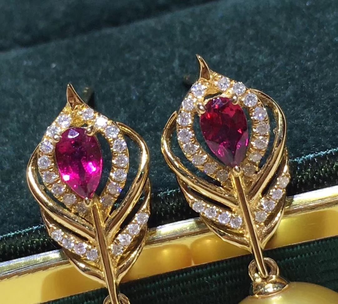 RE203T10 天然真珠のイヤリング、ゴールドフェザーデザイン - 画像 (5)