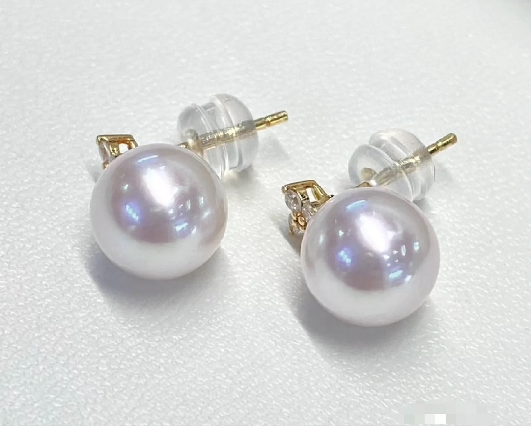 RE19S45 天然真珠のイヤリング、スターリングシルバーのインレイ、四つ葉のクローバーのイヤリング