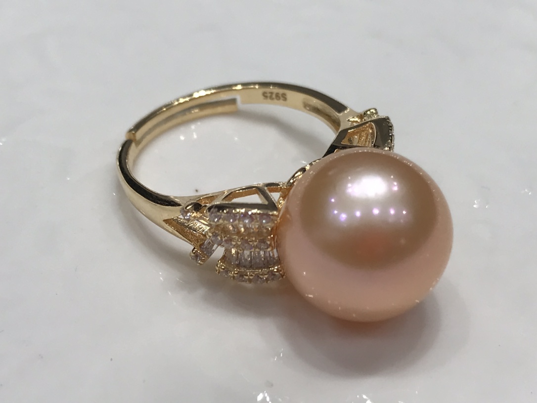 JE267S90 天然真珠リング、スターリングシルバーインレイ - 画像 (5)