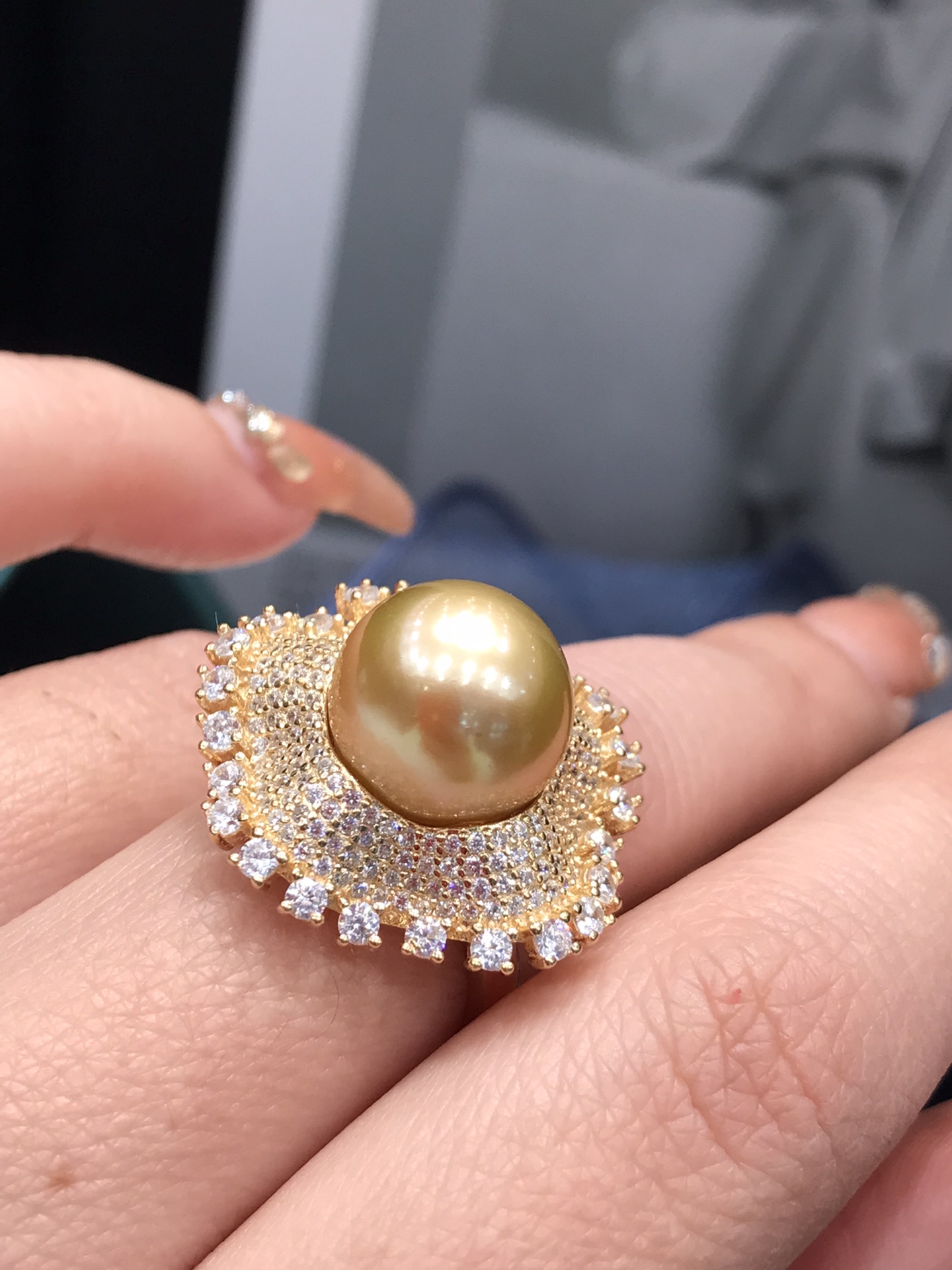 JE292S61 天然真珠リング、スターリングシルバーインレイ - 画像 (2)