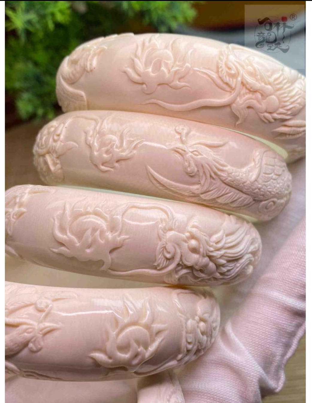 天然マンモス牙美しい手作り彫刻 龍鳳貴妃 ブレスレット - 画像 (2)