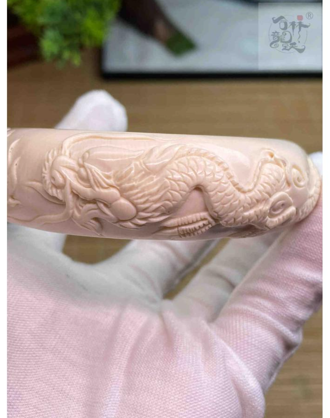 天然マンモス牙美しい手作り彫刻 龍鳳貴妃 ブレスレット - 画像 (4)