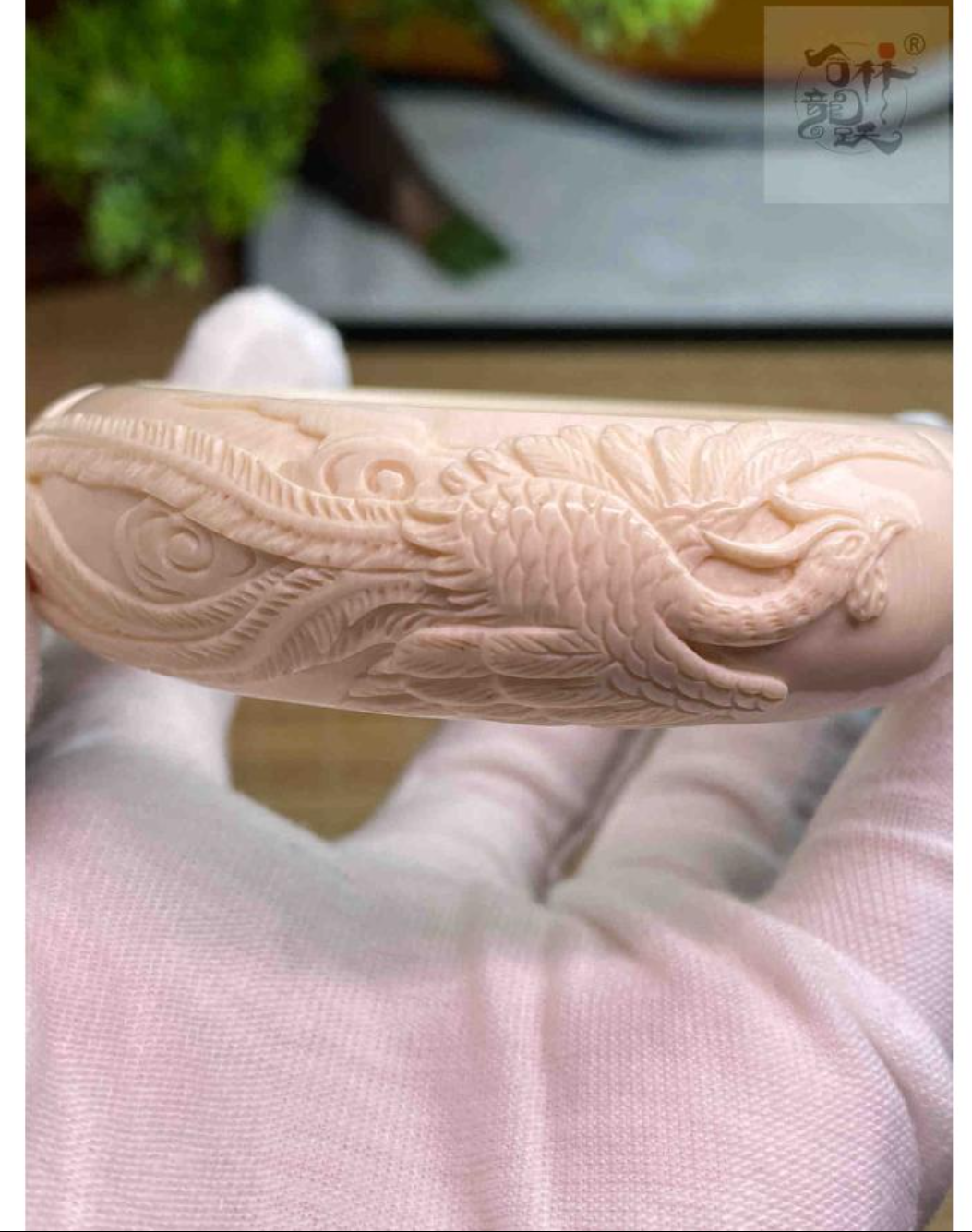 天然マンモス牙美しい手作り彫刻 龍鳳貴妃 ブレスレット - 画像 (5)