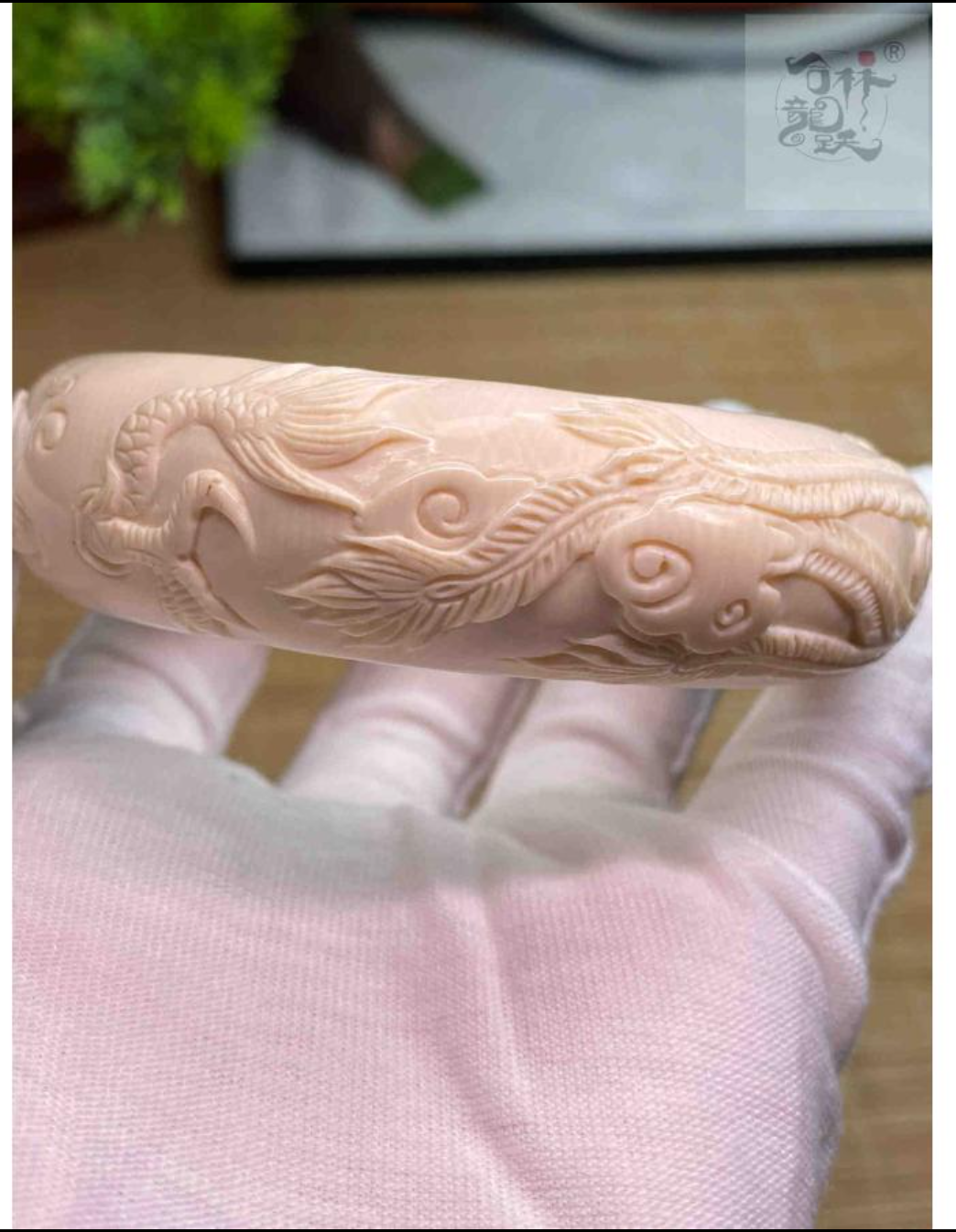 天然マンモス牙美しい手作り彫刻 龍鳳貴妃 ブレスレット - 画像 (6)