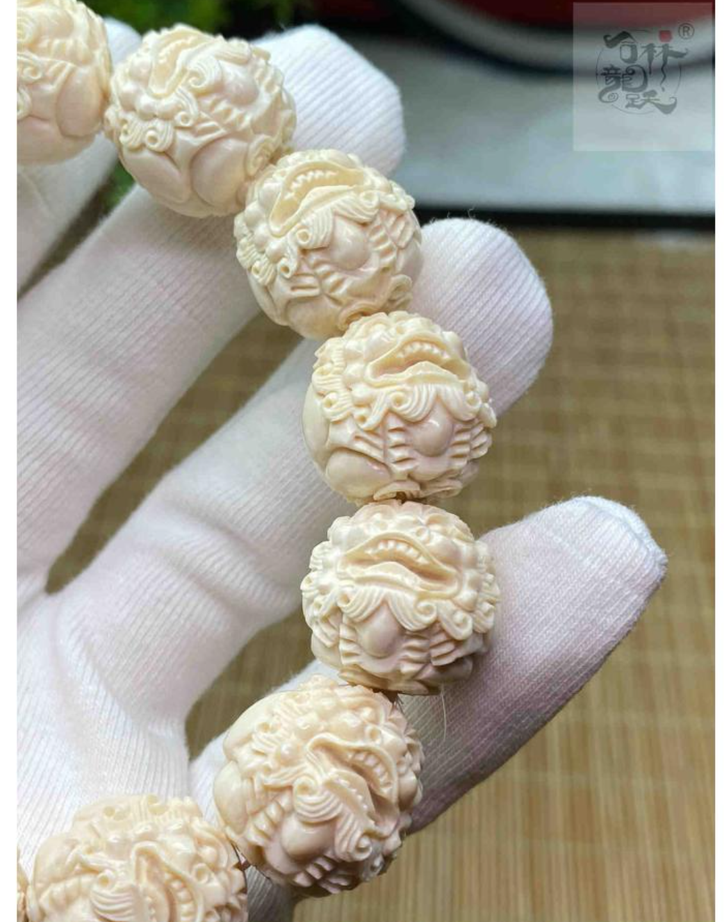 天然マンモス牙美しい手作り彫刻 貔貅 ブレスレット - 画像 (4)