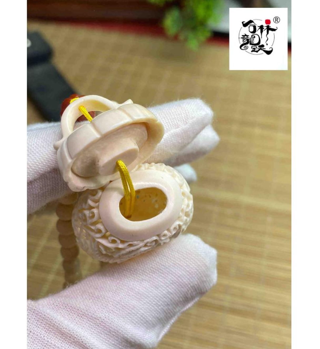 天然マンモス牙美しい手作り蝶恋花 ネックレス - 画像 (2)