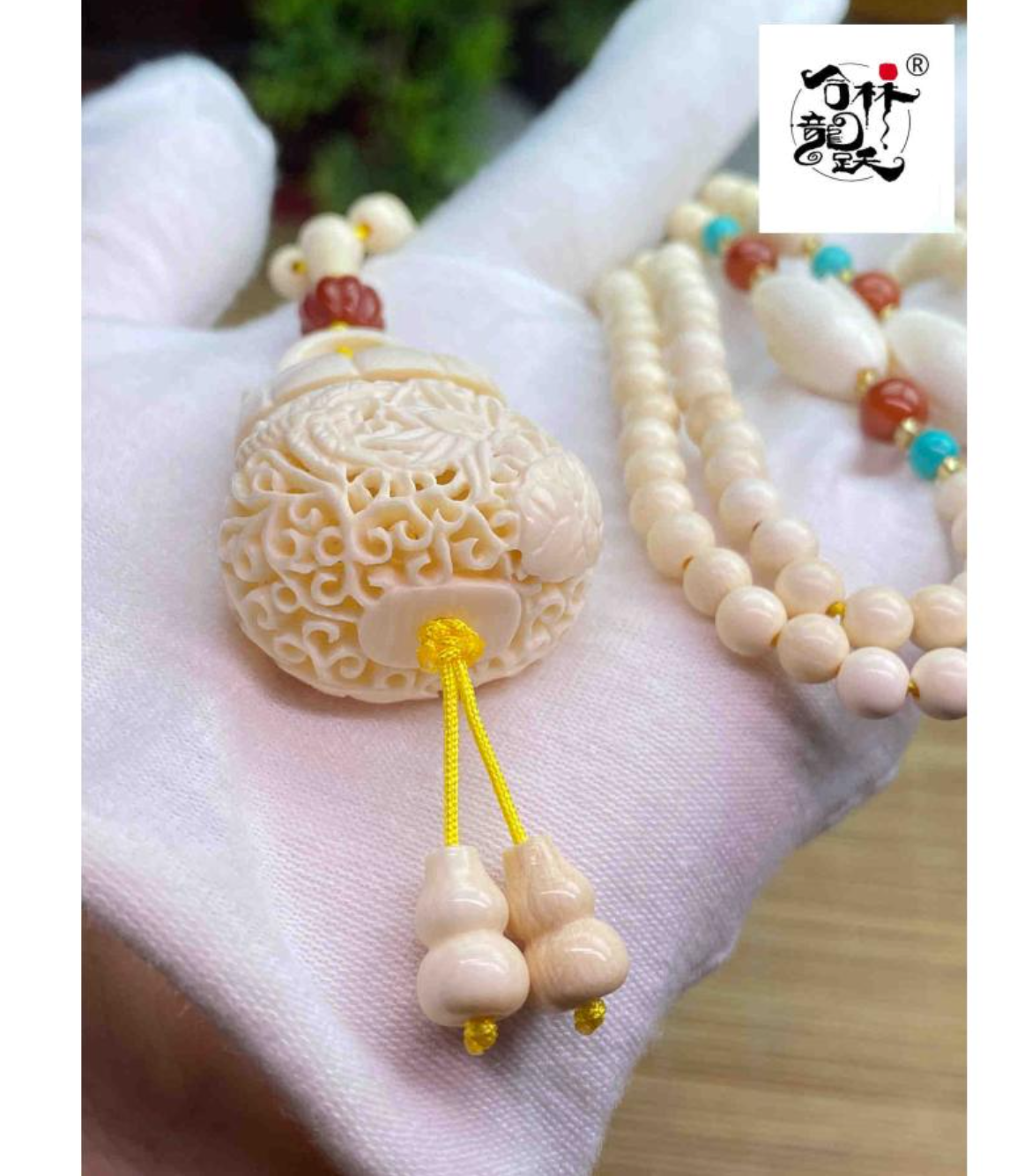 天然マンモス牙美しい手作り蝶恋花 ネックレス - 画像 (5)