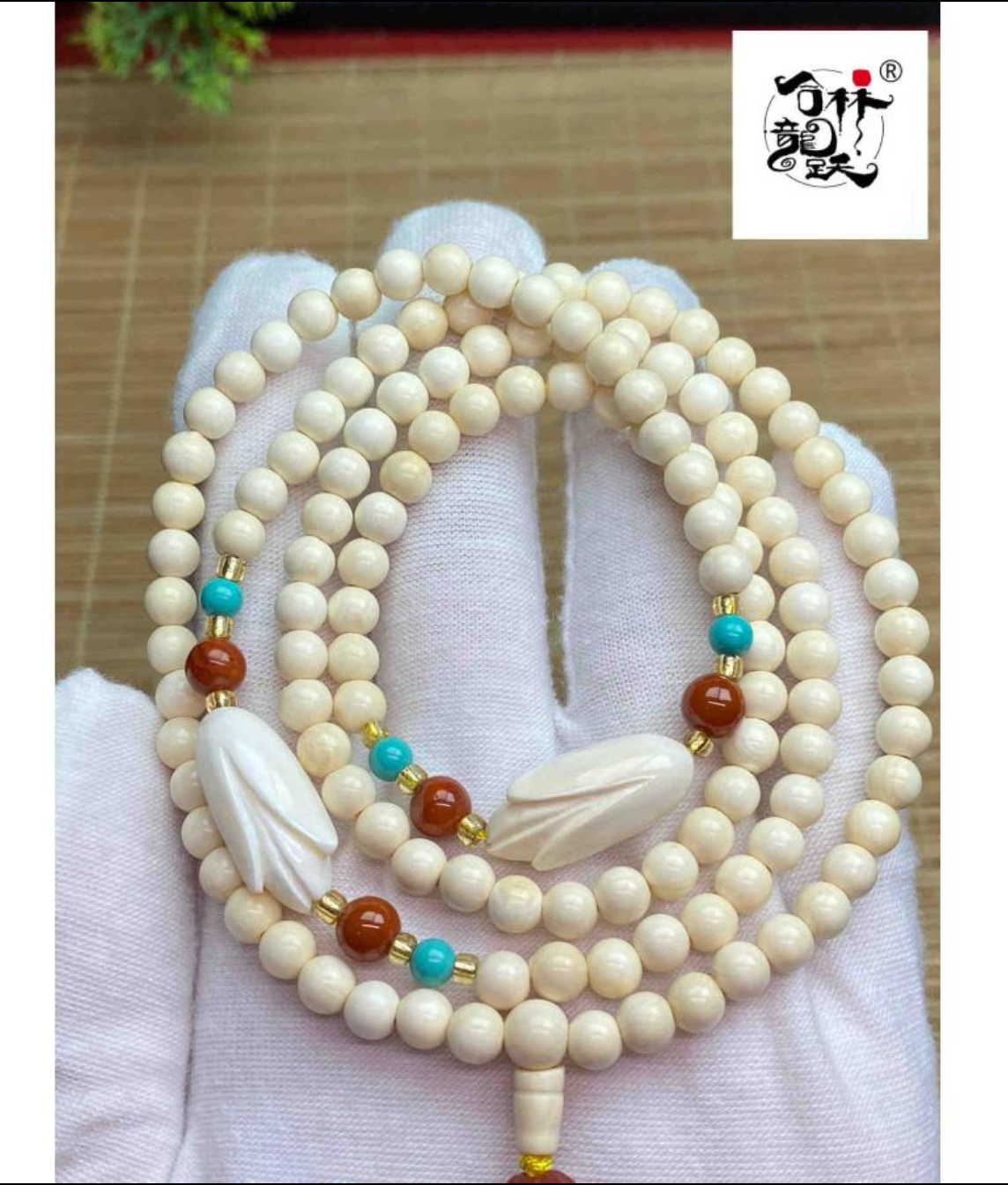 天然マンモス牙美しい手作り蝶恋花 ネックレス - 画像 (7)