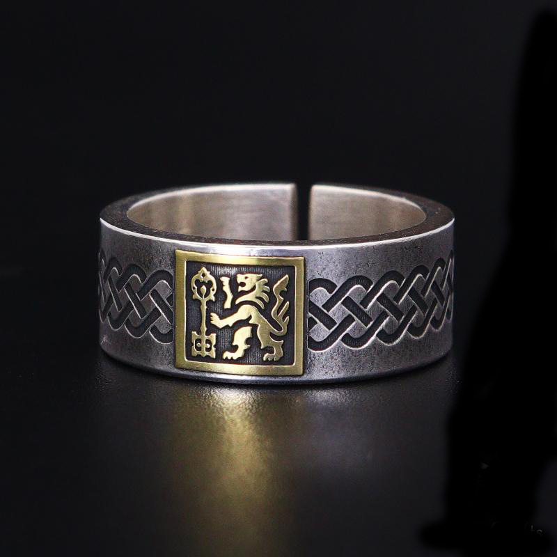 タイシルバーヴィンテージオープンリング(ゴールドライオン)