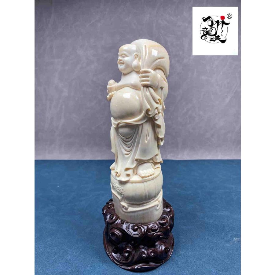 天然猛牙美しい手作り彫刻元宝弥勒 置物 - 画像 (3)