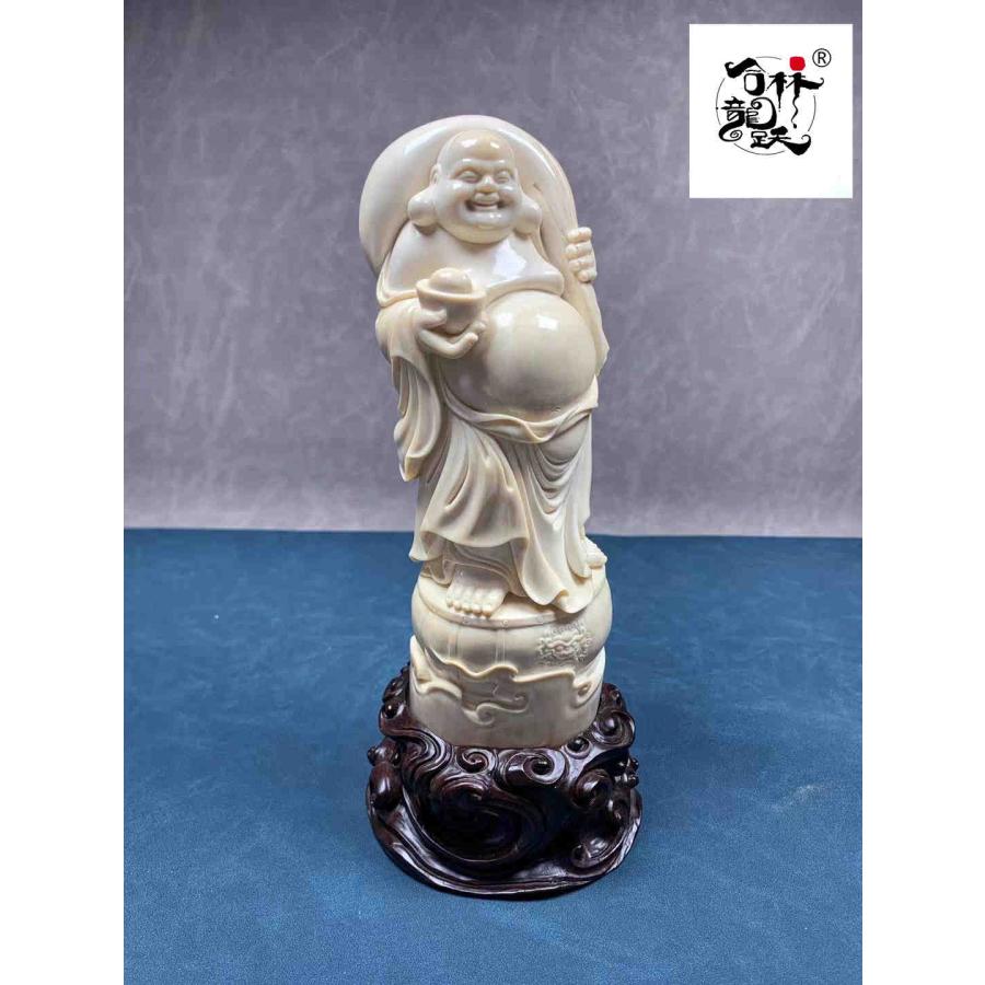 天然猛牙美しい手作り彫刻元宝弥勒 置物 - 画像 (5)
