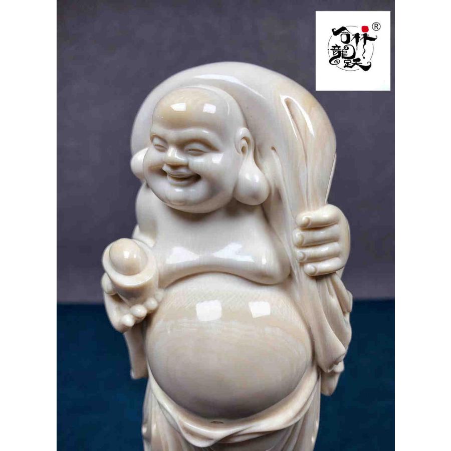 天然猛牙美しい手作り彫刻元宝弥勒 置物 - 画像 (6)