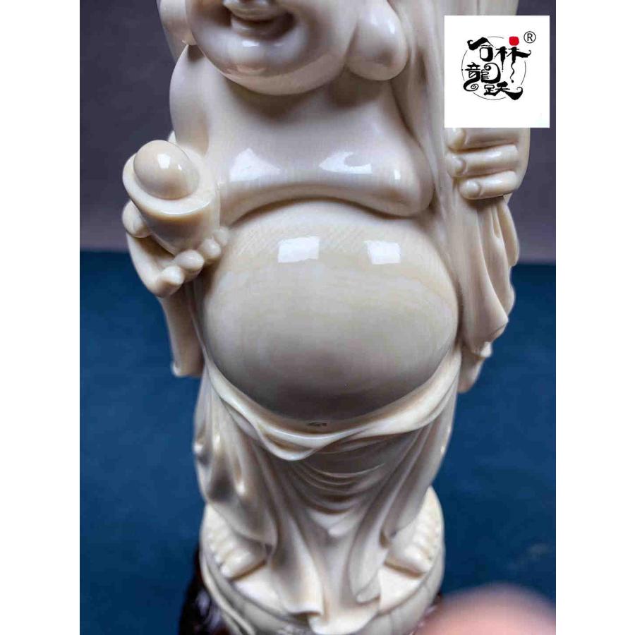 天然猛牙美しい手作り彫刻元宝弥勒 置物 - 画像 (8)