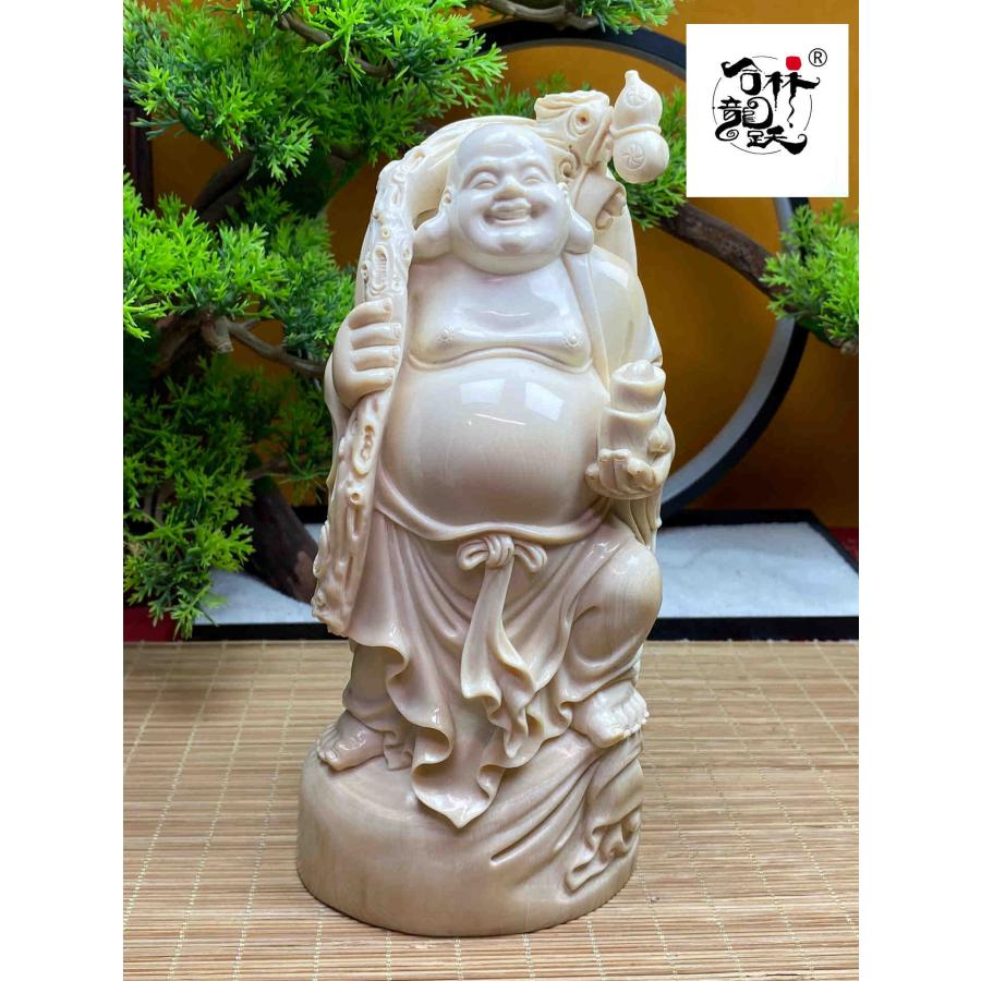 天然マンモス牙美しい手作り弥勒仏 置物 - 画像 (8)