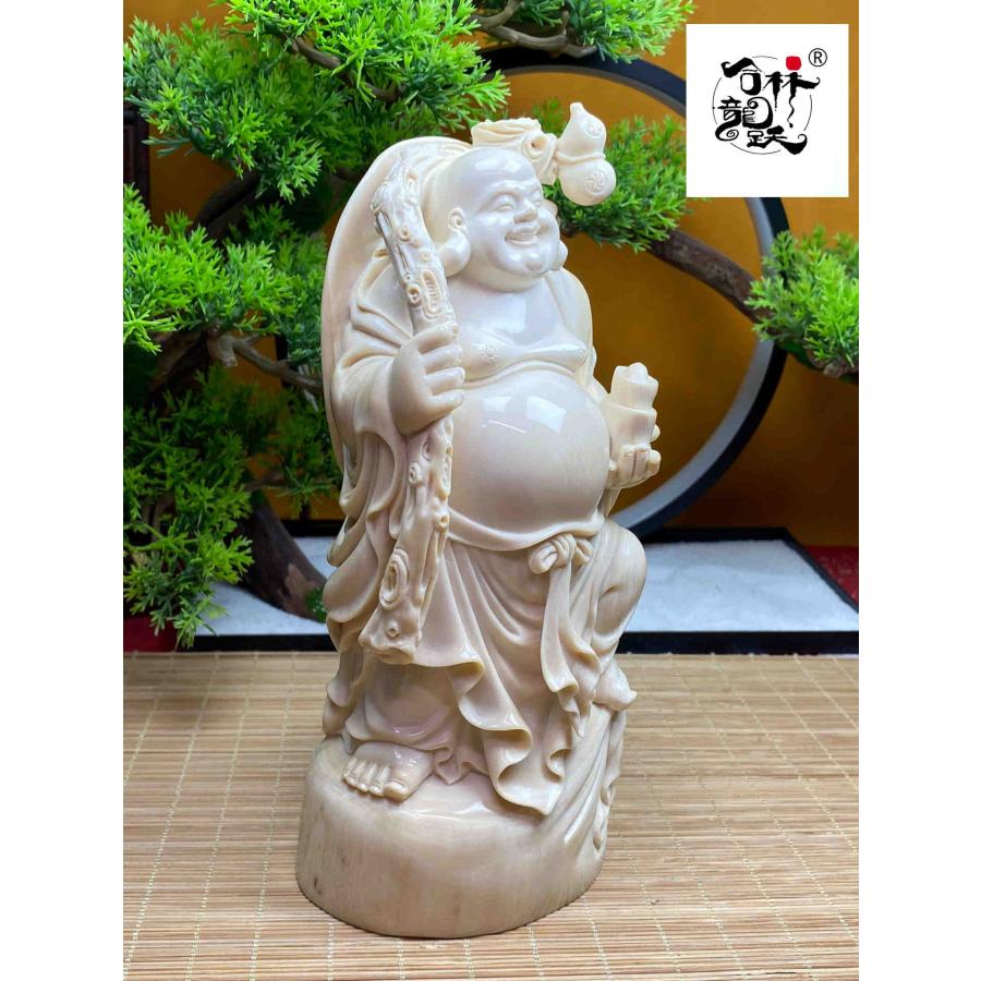 天然マンモス牙美しい手作り弥勒仏 置物 - 画像 (5)