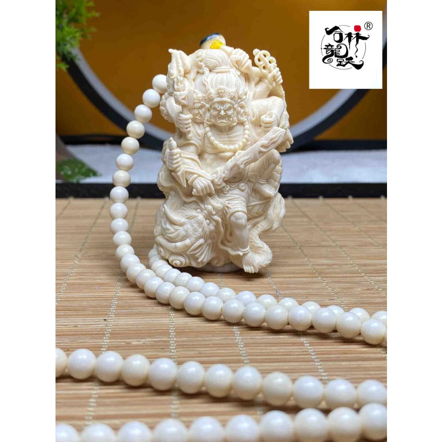 天然マンモス牙美しい手作り彫刻不動尊菩薩 ネックレス - 画像 (2)