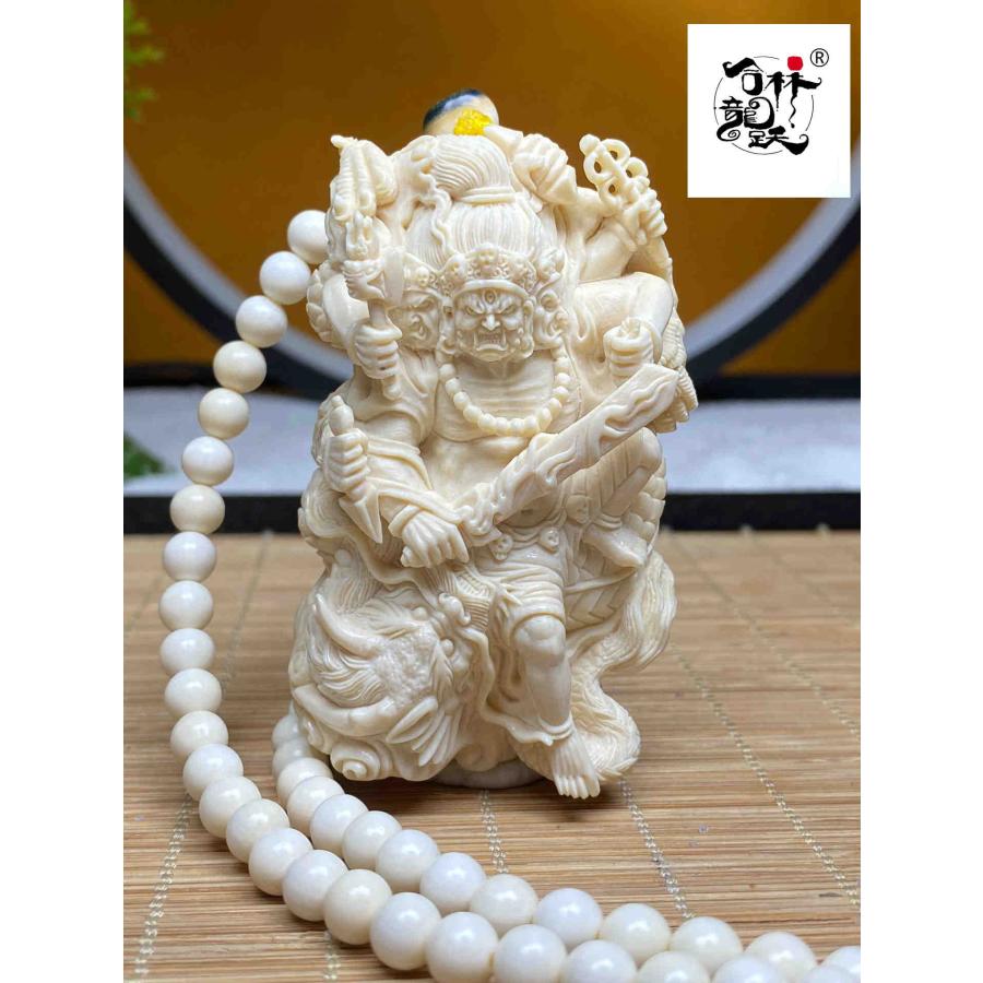 天然マンモス牙美しい手作り彫刻不動尊菩薩 ネックレス - 画像 (3)