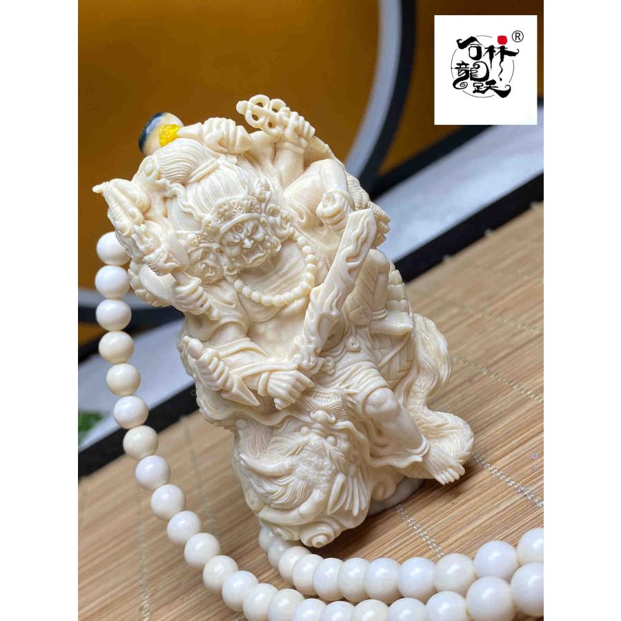 天然マンモス牙美しい手作り彫刻不動尊菩薩 ネックレス - 画像 (4)