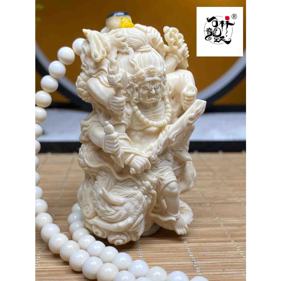 天然マンモス牙美しい手作り彫刻不動尊菩薩 ネックレス - 画像 (6)