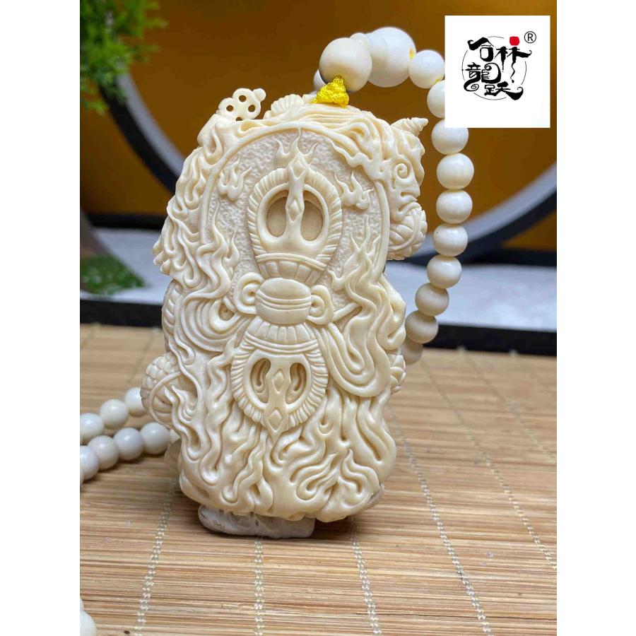 天然マンモス牙美しい手作り彫刻不動尊菩薩 ネックレス - 画像 (8)