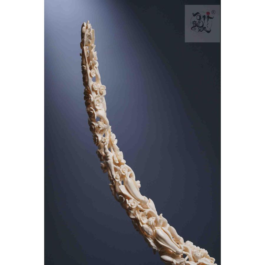 天然マンモス牙美しい手作り彫刻 百財集まり 置物 - 画像 (4)