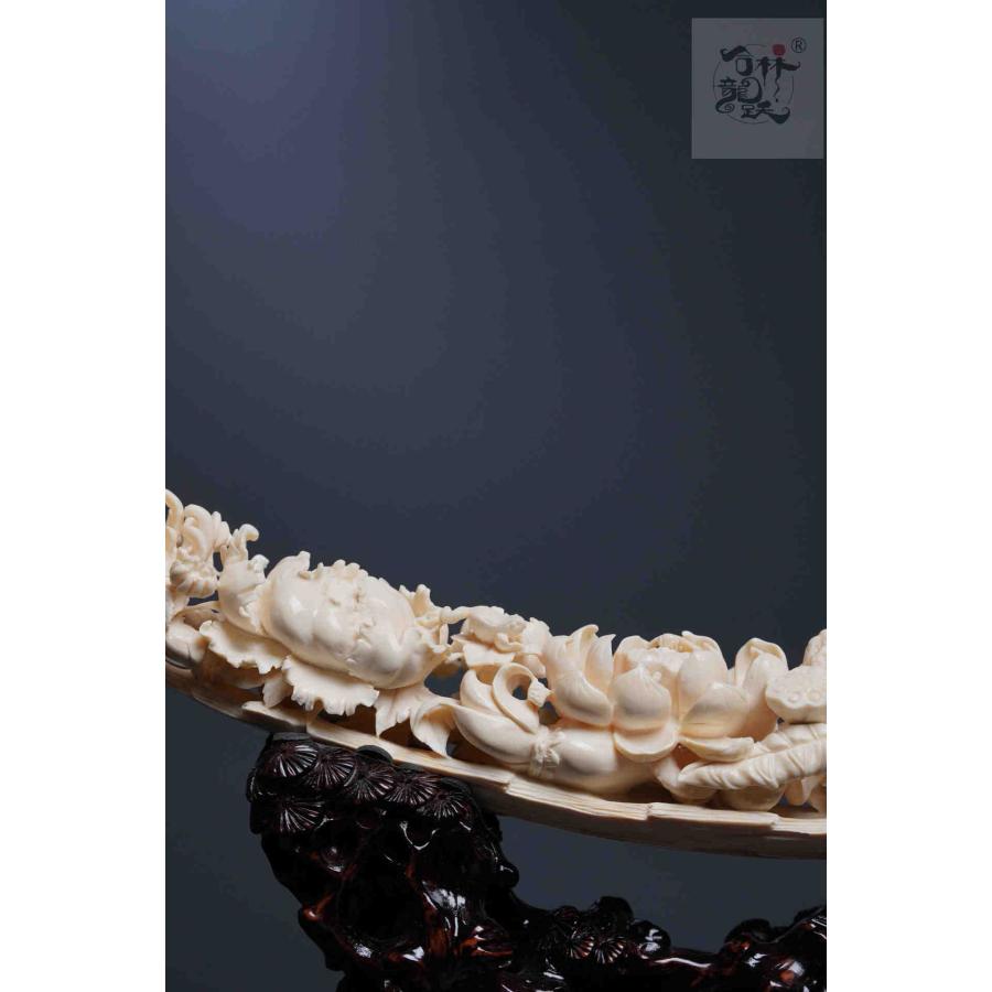 天然マンモス牙美しい手作り彫刻 百財集まり 置物 - 画像 (5)