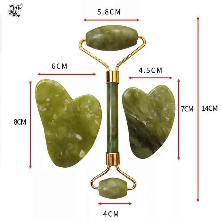 美しいピンク玉髄 顔 体 かっさマッサージ板+ローラー - 画像 (6)