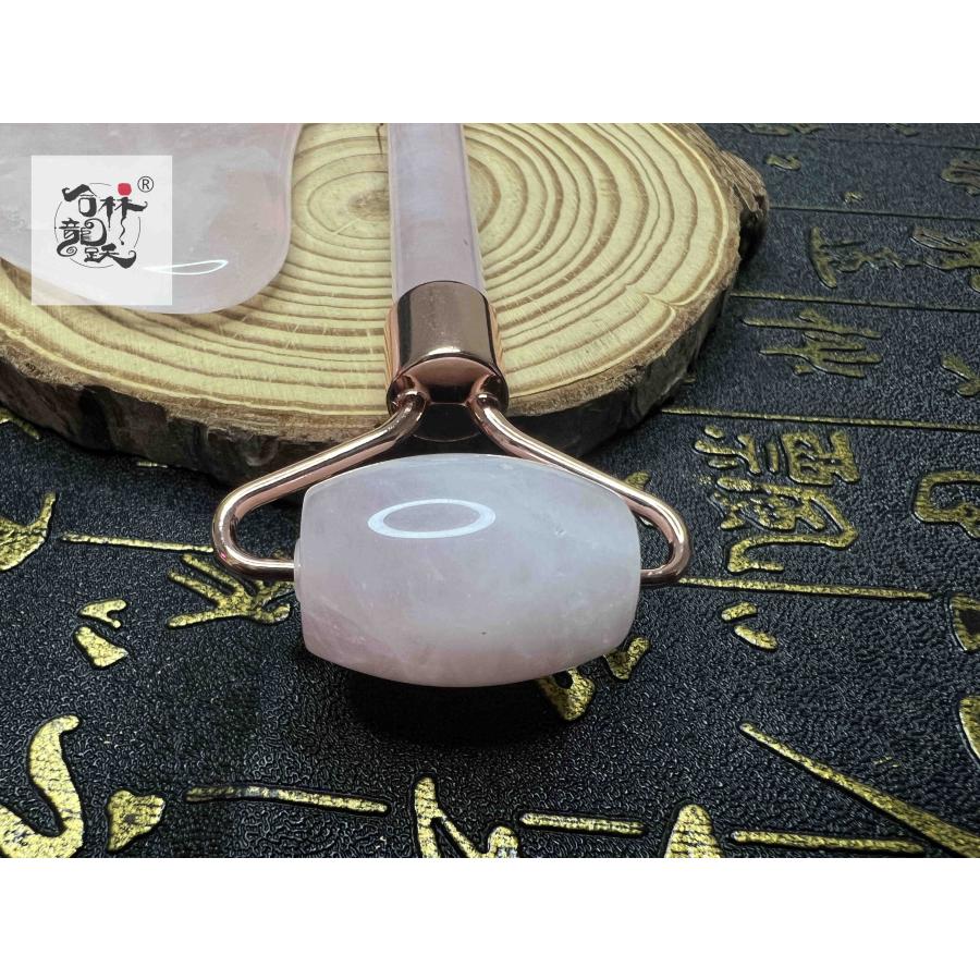 美しいピンク玉髄 顔 体 かっさマッサージ板+ローラー - 画像 (2)