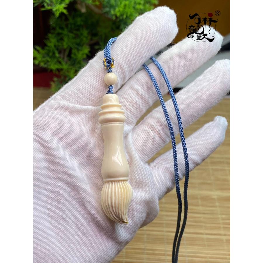 天然 モンマスの牙 精緻 彫刻 文昌筆 ペンダン - 画像 (4)