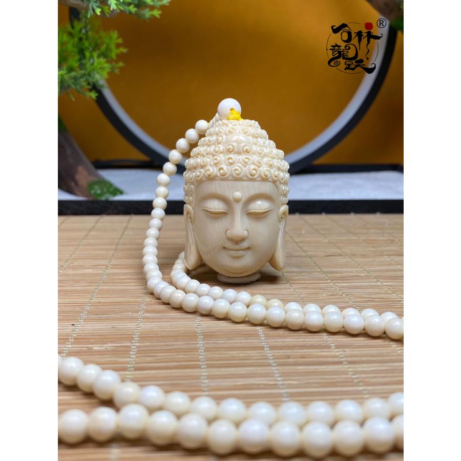 天然 モンマスの牙 精巧な彫刻 如来仏首 ペンダント - 画像 (2)