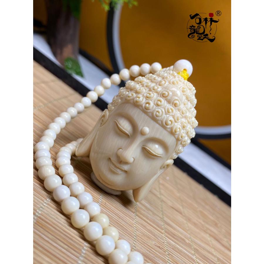 天然 モンマスの牙 精巧な彫刻 如来仏首 ペンダント - 画像 (4)