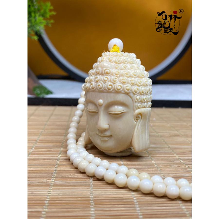 天然 モンマスの牙 精巧な彫刻 如来仏首 ペンダント - 画像 (6)