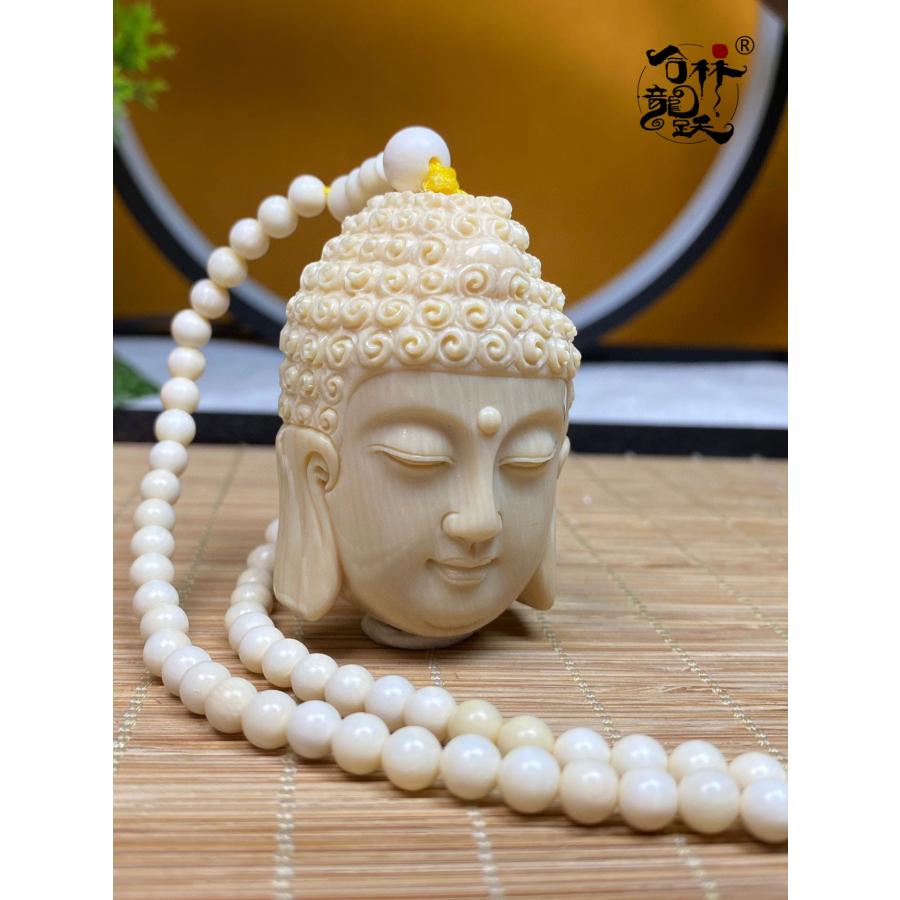 天然 モンマスの牙 精巧な彫刻 如来仏首 ペンダント - 画像 (7)