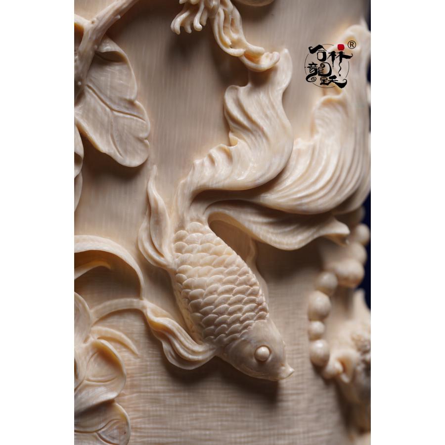 天然 モンマスの牙 精巧彫刻 金玉満堂 筆筒 - 画像 (7)