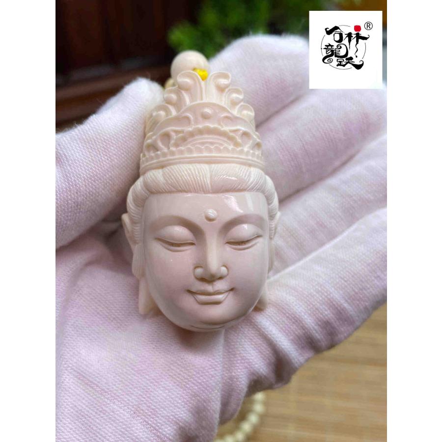 天然マンモス牙美しい手作り観音仏首 ネックレス - 画像 (4)