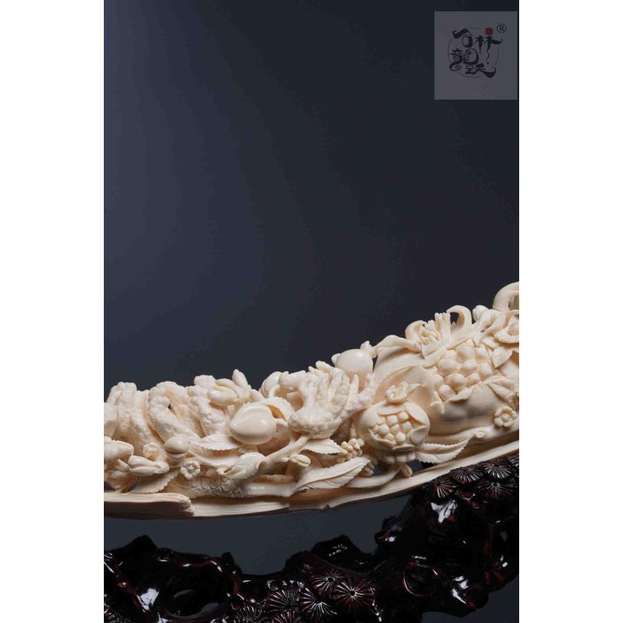 天然マンモス牙美しい手作り彫刻 百財集まり 置物 - 画像 (6)