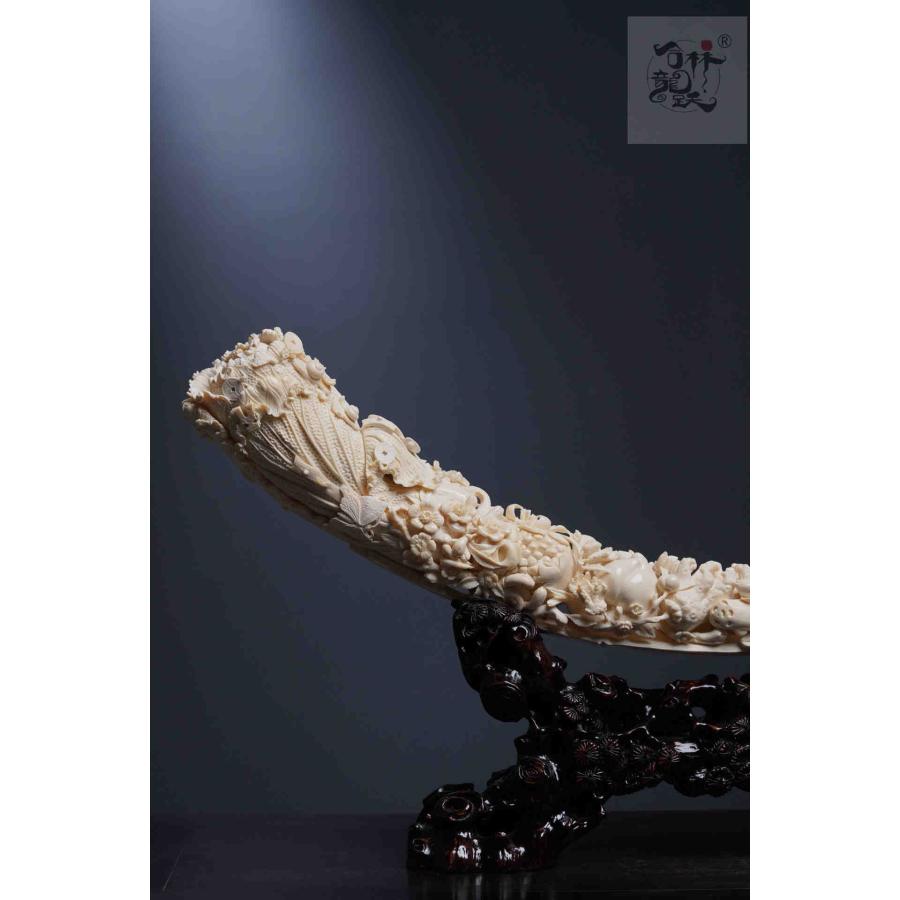 天然マンモス牙美しい手作り彫刻 百財集まり 置物 - 画像 (8)