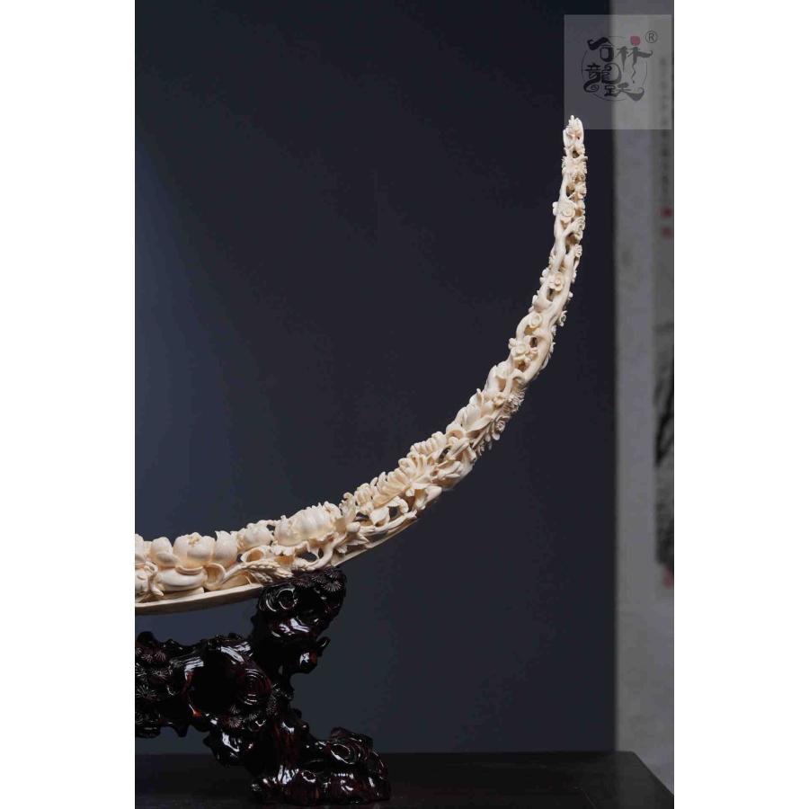 天然マンモス牙美しい手作り彫刻 百財集まり 置物 - 画像 (9)