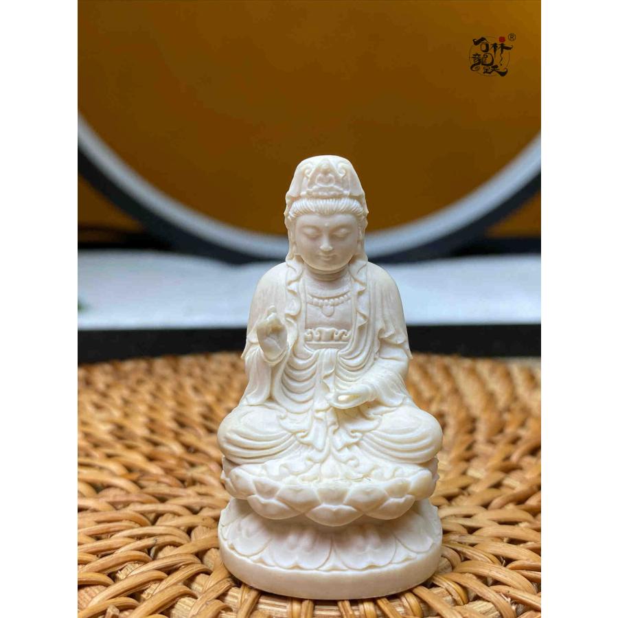 天然マンモス牙美しい手作り彫刻 南海観音 置物 - 画像 (3)