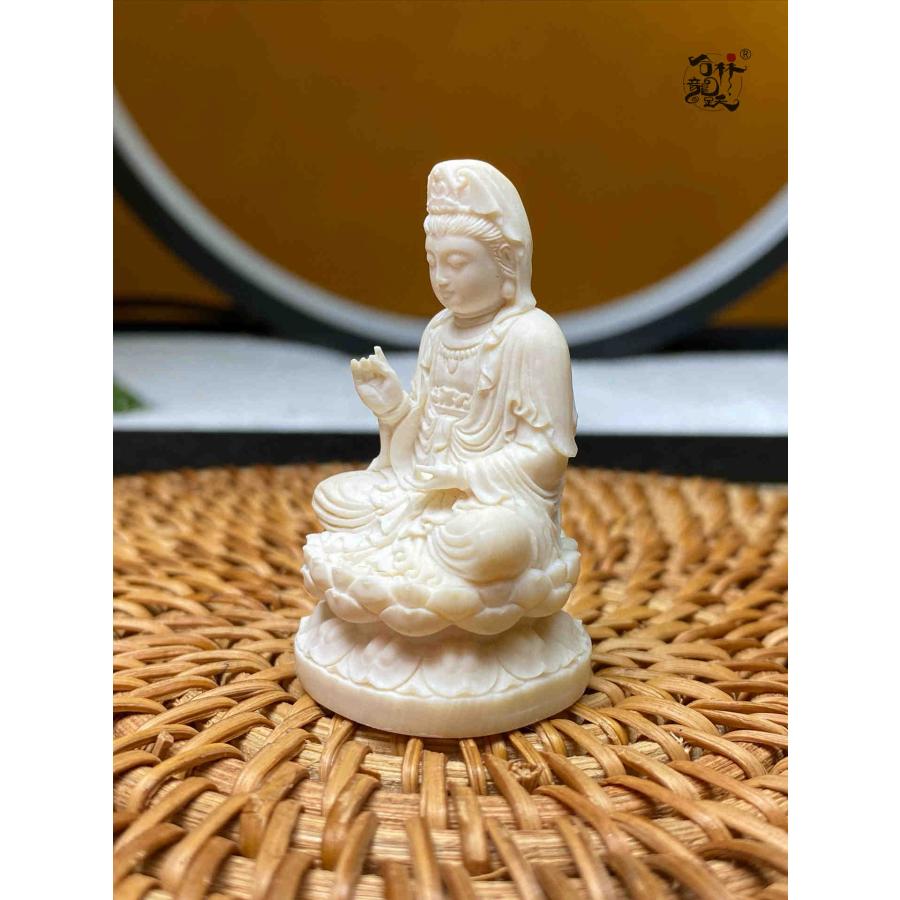 天然マンモス牙美しい手作り彫刻 南海観音 置物 - 画像 (5)