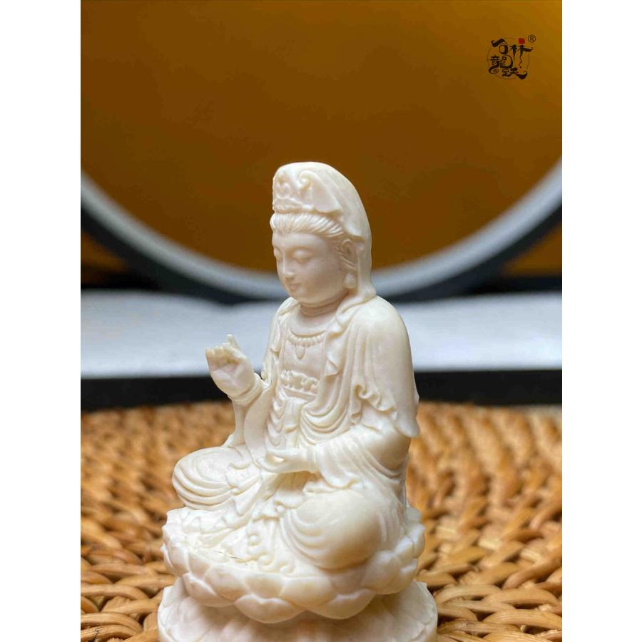 天然マンモス牙美しい手作り彫刻 南海観音 置物 - 画像 (6)