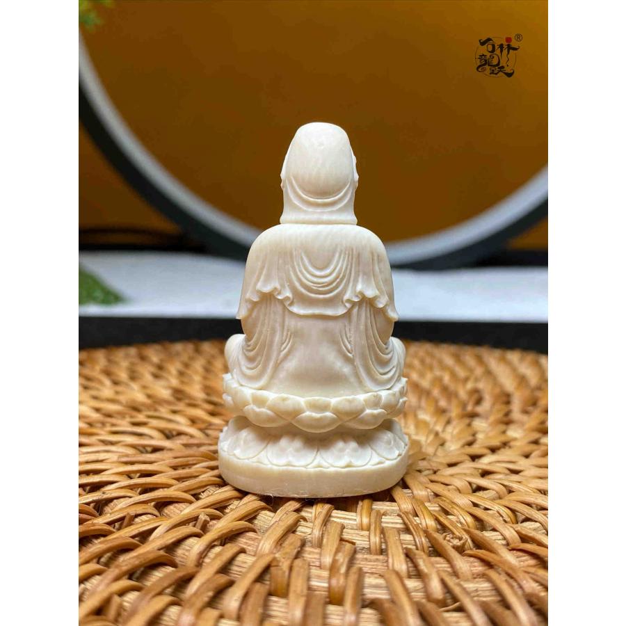 天然マンモス牙美しい手作り彫刻 南海観音 置物 - 画像 (7)