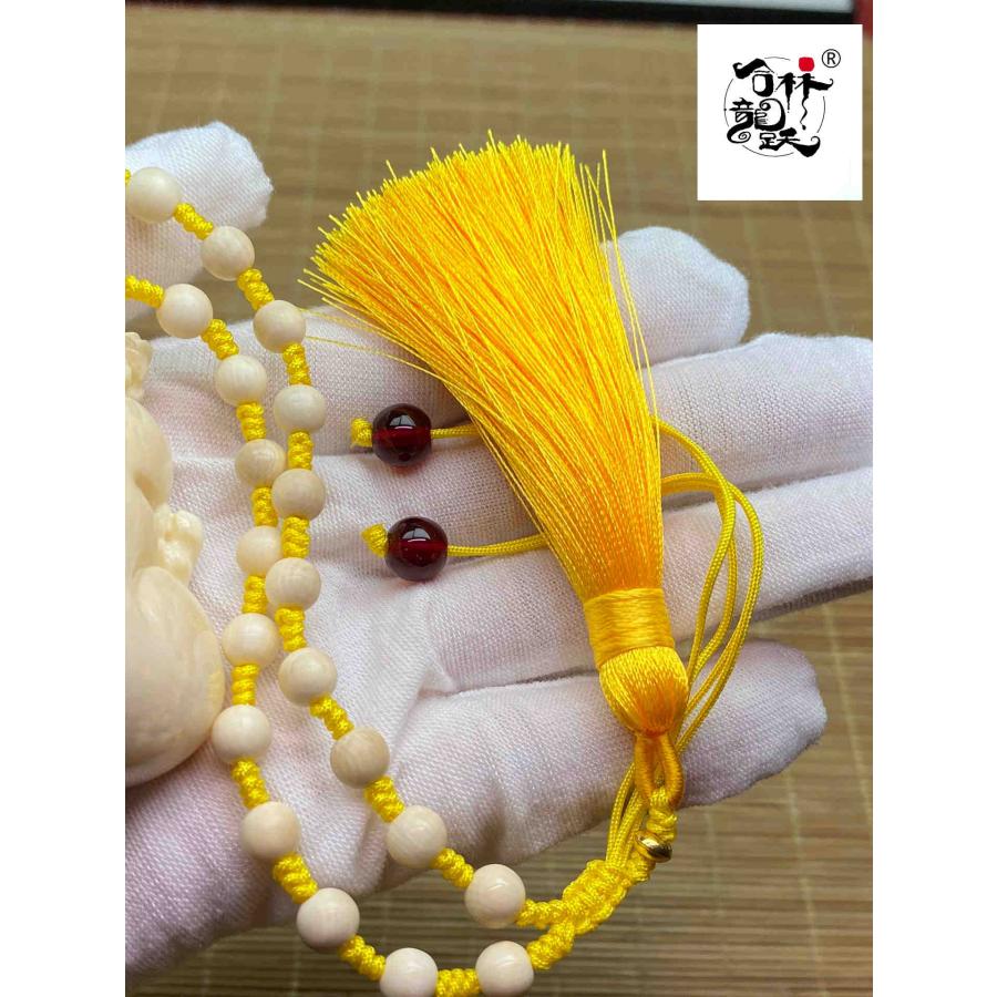 天然マンモス牙美しい手作り彫刻金運を招き玉兎握り物 - 画像 (3)