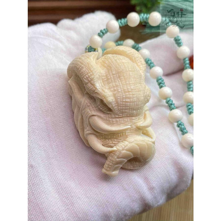 天然マンモス牙美しい手作り彫刻1象神握り物 ブレスレット - 画像 (3)