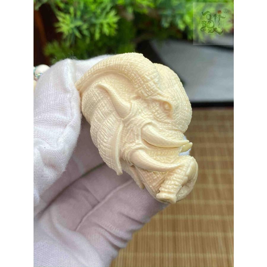 天然マンモス牙美しい手作り彫刻1象神握り物 ブレスレット - 画像 (6)