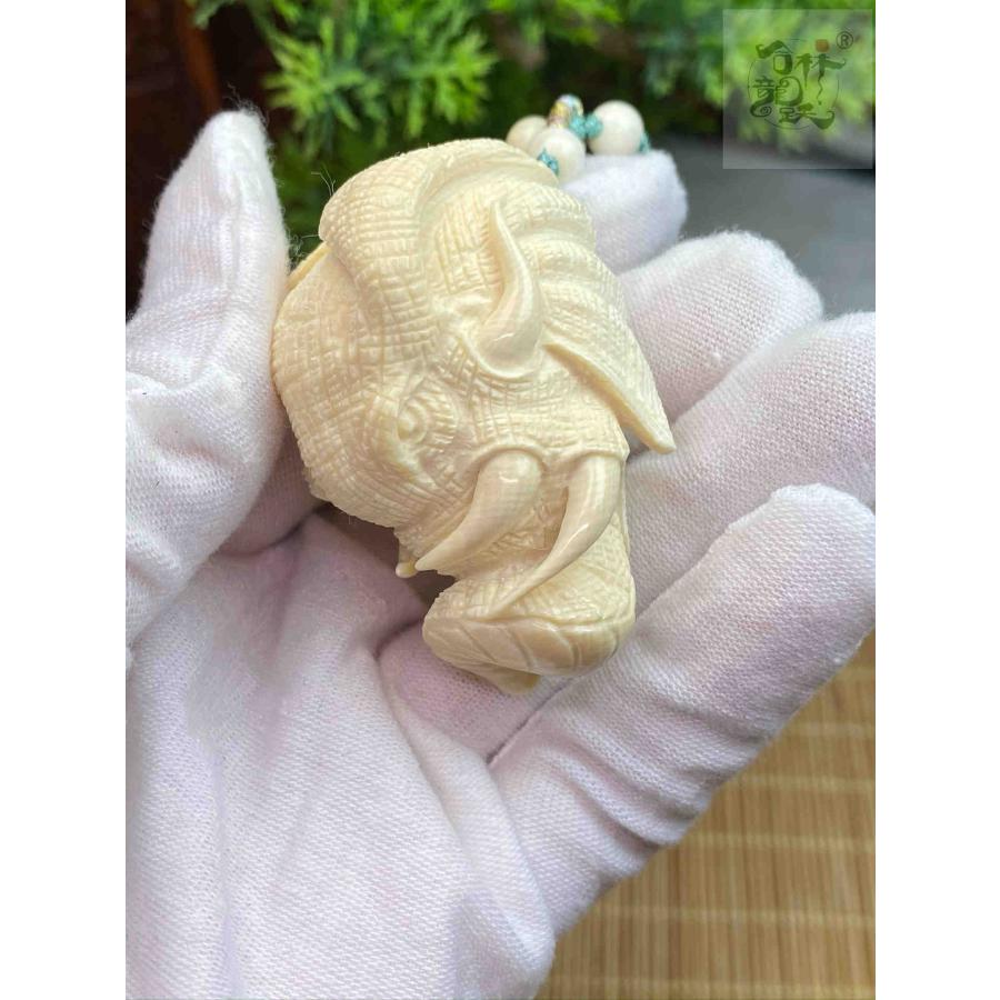 天然マンモス牙美しい手作り彫刻1象神握り物 ブレスレット - 画像 (8)