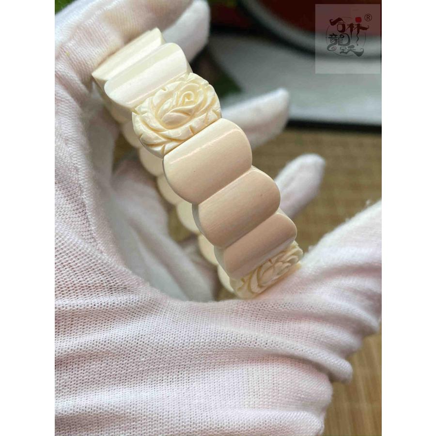 天然マンモス牙美しい手作り彫刻 バラハンド ブレスレット 【公式通販】