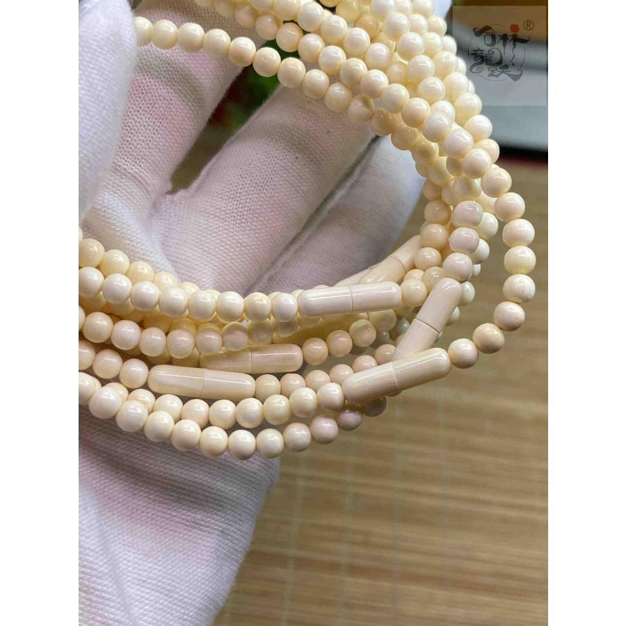 天然マンモス歯精巧な手作り4mm円珠手串 - 画像 (8)