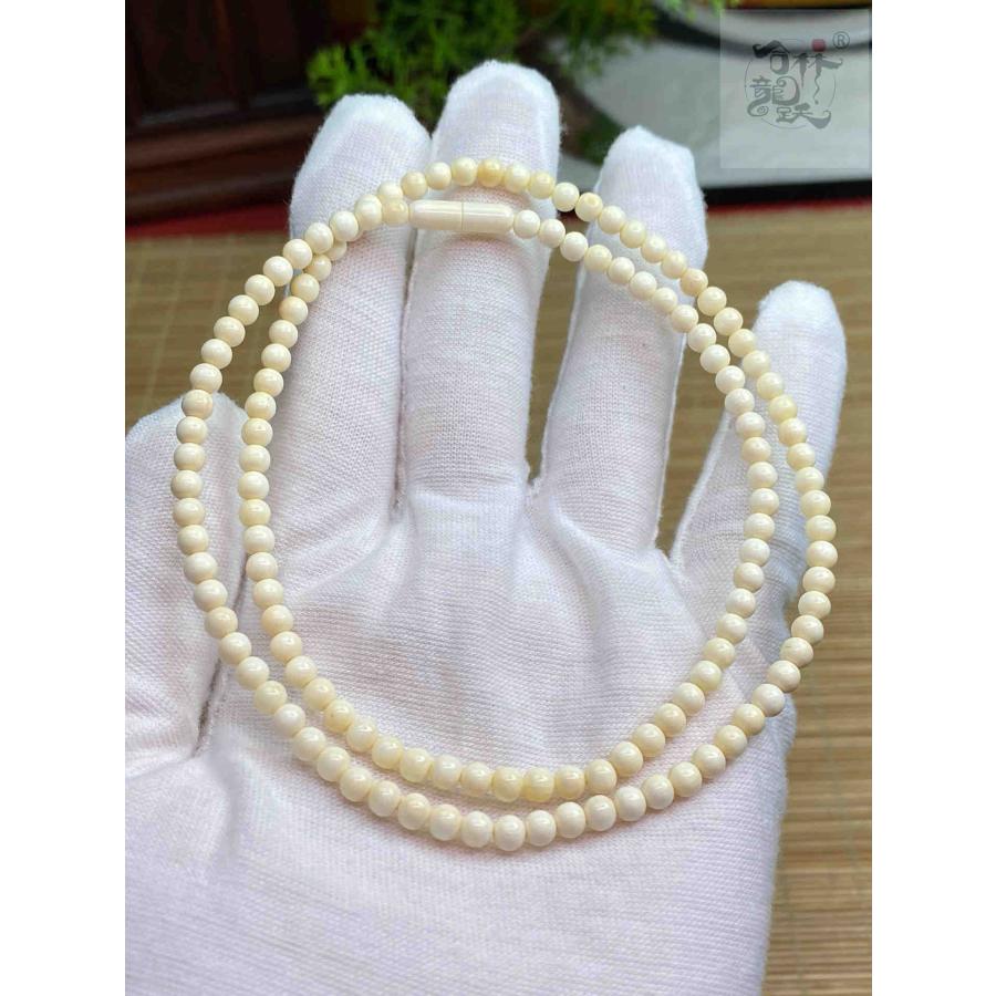 天然マンモス歯精巧な手作り4mm円珠手串